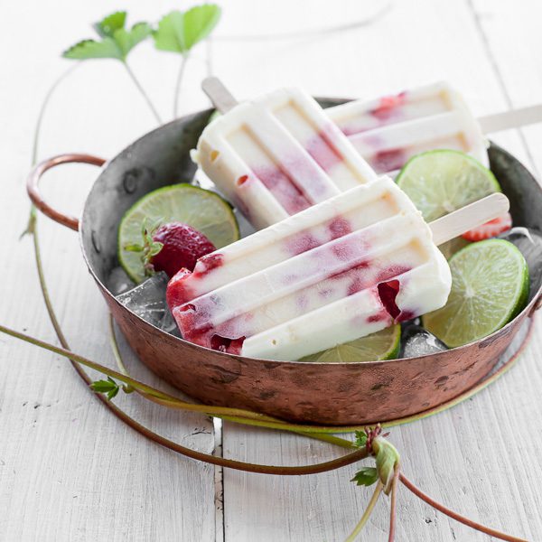 Strawberry Lime Popsicles